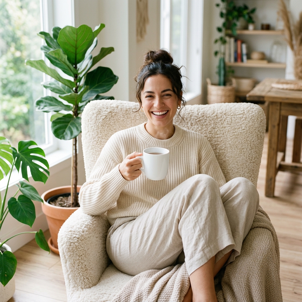 Woman relaxing with tea